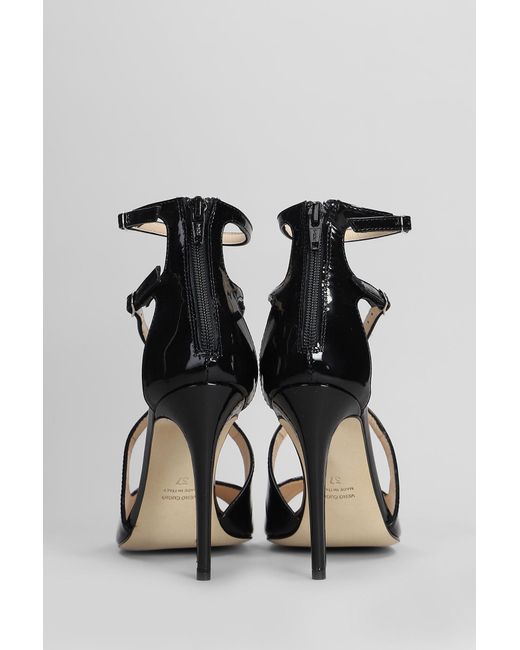 Anna F. Sandals In Black Patent Leather