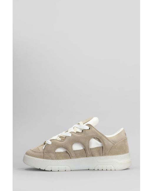 Sneakers 1 Total in Camoscio Taupe di Santha in Gray da Uomo