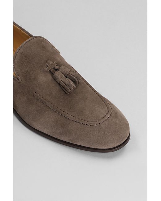 Henderson Gray Loafers In Brown Suede for men