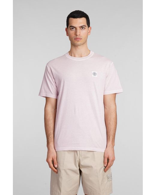 T-Shirt in Cotone Rosa di Stone Island in Multicolor da Uomo