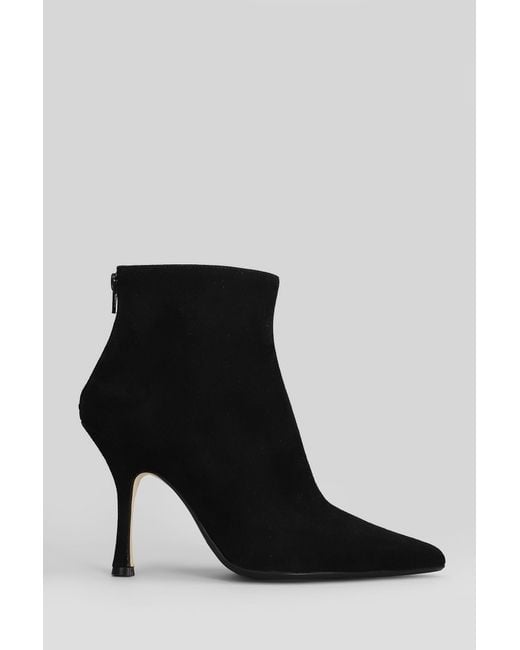 Anna F. High Heels Ankle Boots In Black Suede