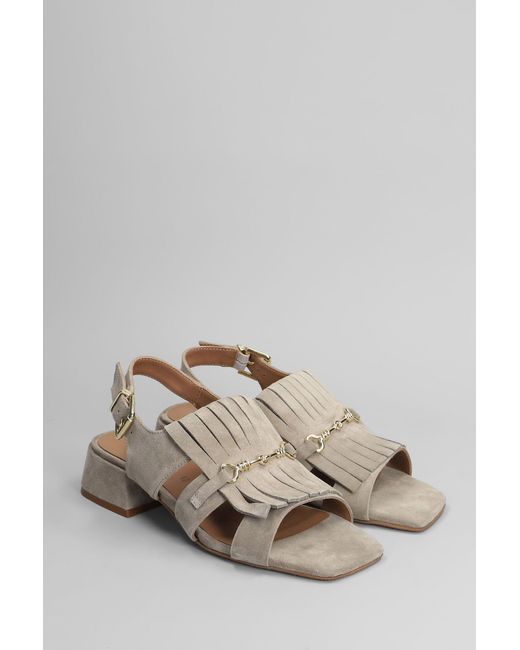 Carmens Gray Sally Trim Sandals In Taupe Suede