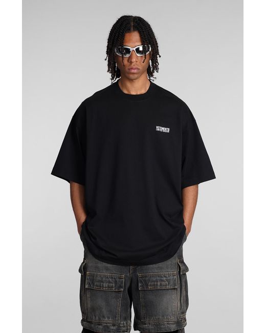T-Shirt in Cotone Nero di Vetements in Black da Uomo