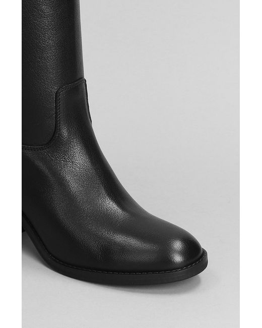 Julie Dee High Heels Boots In Black Leather