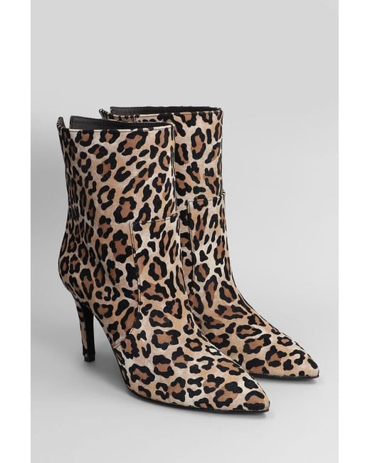 Via Roma 15 Brown High Heels Ankle Boots In Animalier Suede