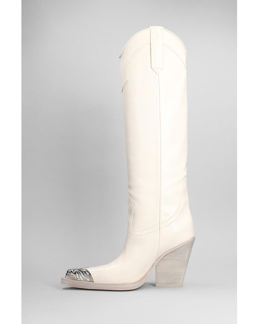 Stivali texani El Dorado in Pelle Bianca di Paris Texas in White