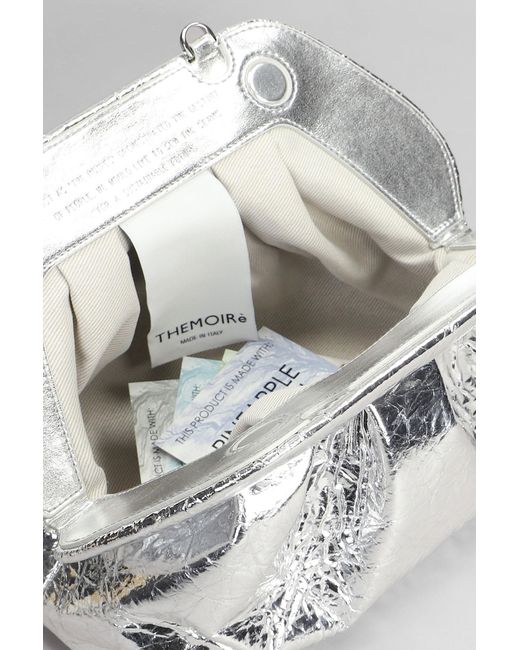 THEMOIRÈ Gray Tia Pineapple Fabric Clutch In Silver Faux Leather