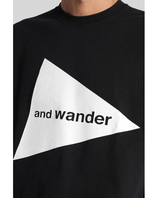 T-Shirt in Cotone Nero di And Wander in Black da Uomo