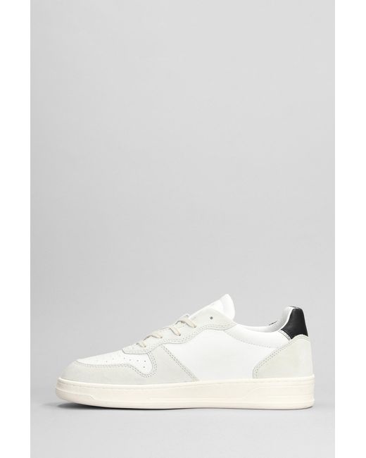 Date Court Sneakers In White Suede And Leather for men
