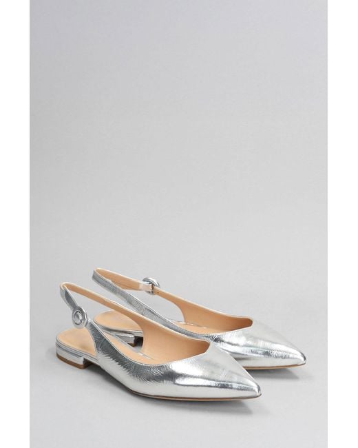 Julie Dee White Ballet Flats In Silver Leather