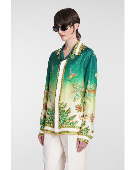 Casablancabrand Shirt In Green Silk