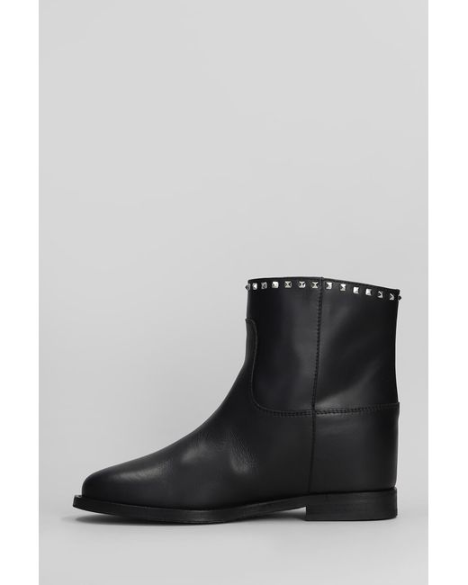 Tronchetto zeppa interna in Pelle Nera di Via Roma 15 in Black