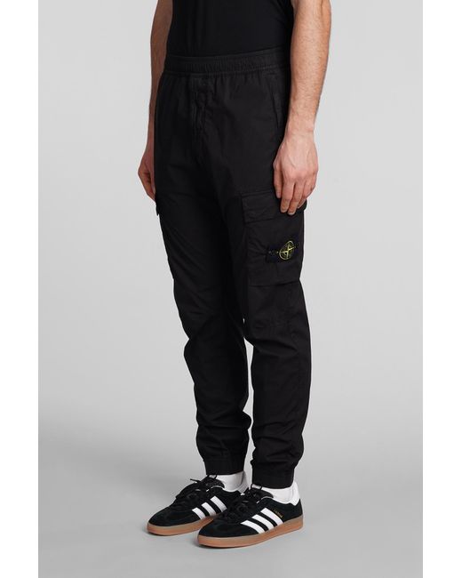 Stone Island Pants In Black Cotton for men