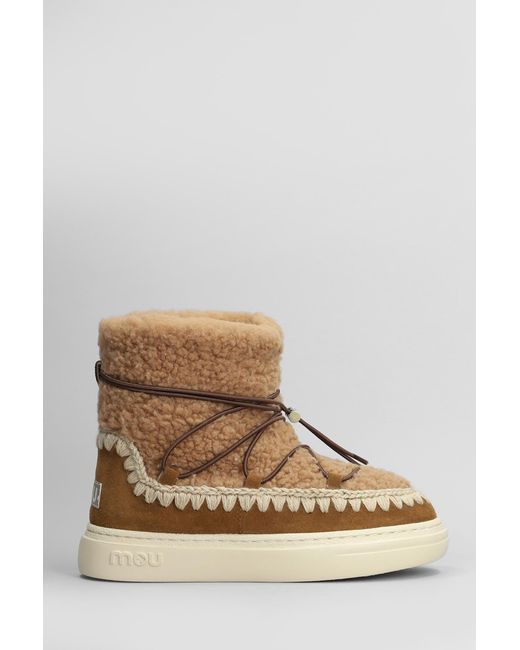 Tronchetti tacco basso Eskimo sneaker scoub in Camoscio Marrone di Mou in Brown