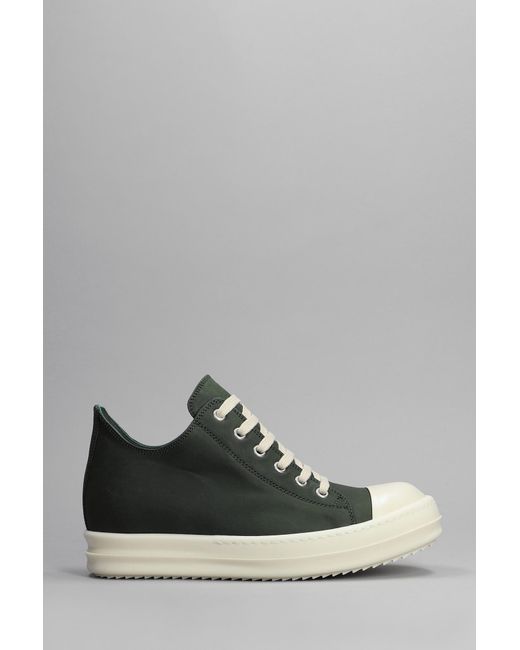 Rick Owens Low Sneaks Sneakers In Green Leather in Gray | Lyst