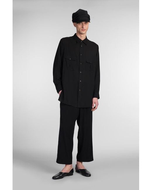 Camicia in Cellulosa Nera di Y's Yohji Yamamoto in Black da Uomo