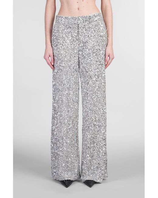 Pantalone Mame in Poliestere Argento di Alice + Olivia in Gray
