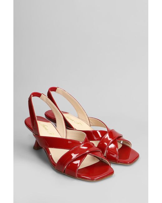 Anna F. Sandals In Red Patent Leather