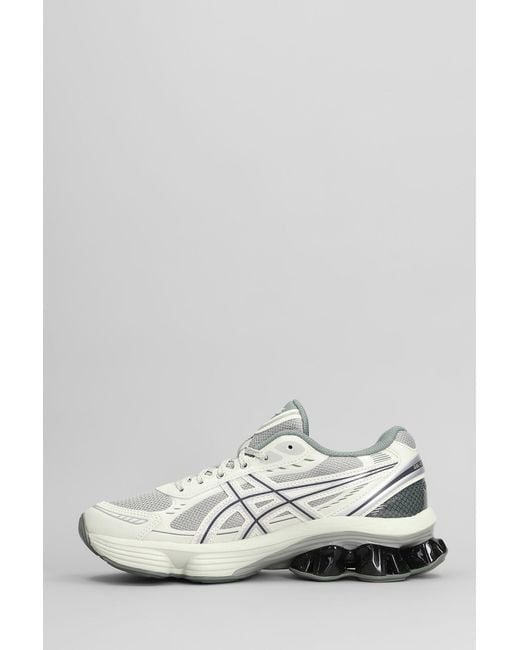 Asics White Gel-kinetic Fluent Sneakers In Grey Leather And Fabric