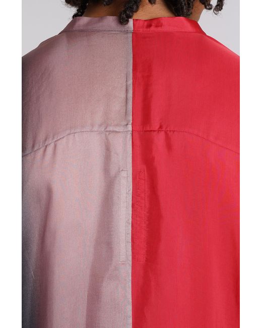 Camicia Minimal larry shirt in Cupro Multicolor di Rick Owens in Red da Uomo