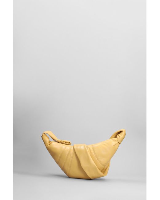Lemaire Metallic Small Croissant Shoulder Bag In Yellow Leather
