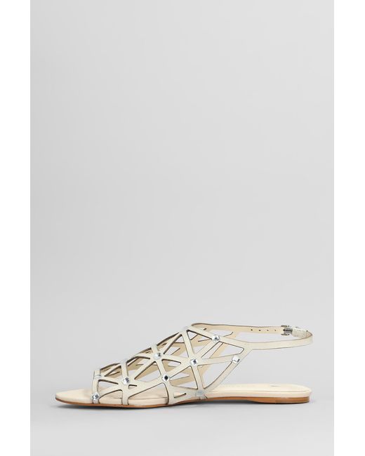 Sandali flats in Nabuk Bianco di Carrano in White