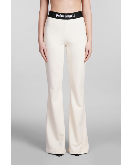 Palm Angels White Pants In Beige Cotton
