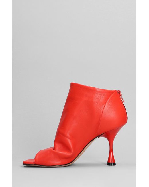 Marc Ellis High Heels Ankle Boots In Red Leather