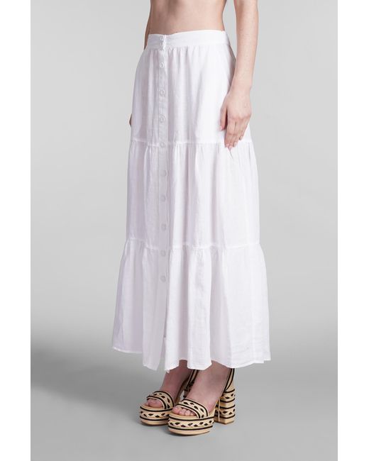 120 Skirt In White Linen