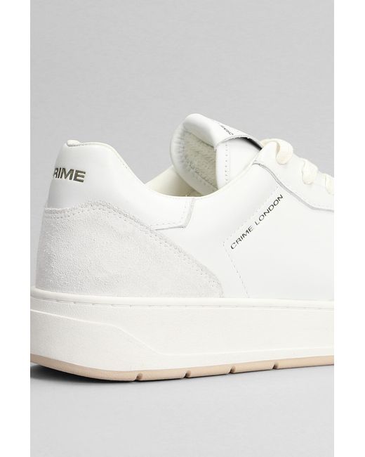 Crime London Sneakers In White Suede And Leather for men