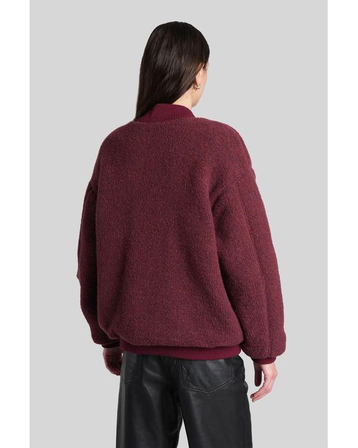 Giacca Bomber in Lana Bordeaux di Laneus in Red