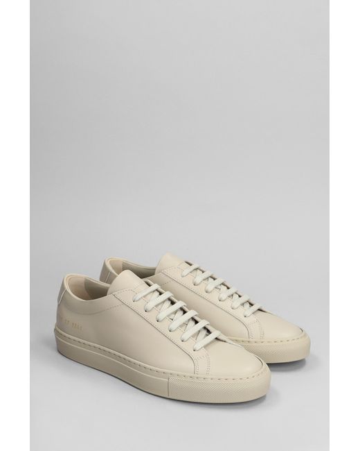 Common Projects Gray Original Achilles Sneakers In Taupe Leather