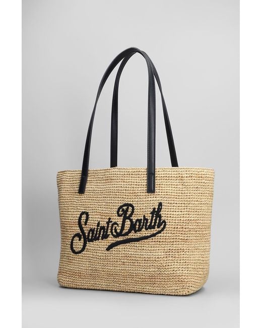 Mc2 Saint Barth Natural Raffia City Mid Tote In Beige Raffia