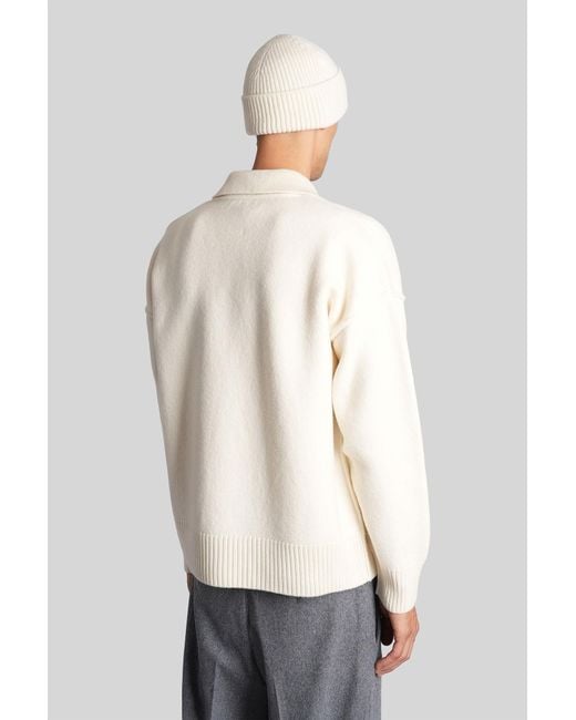 AMI Natural Polo In Beige Wool for men