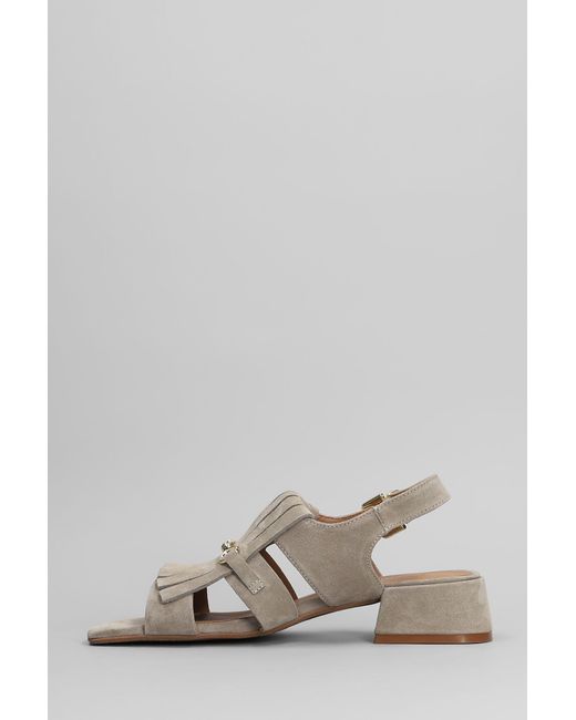 Carmens Gray Sally Trim Sandals In Taupe Suede