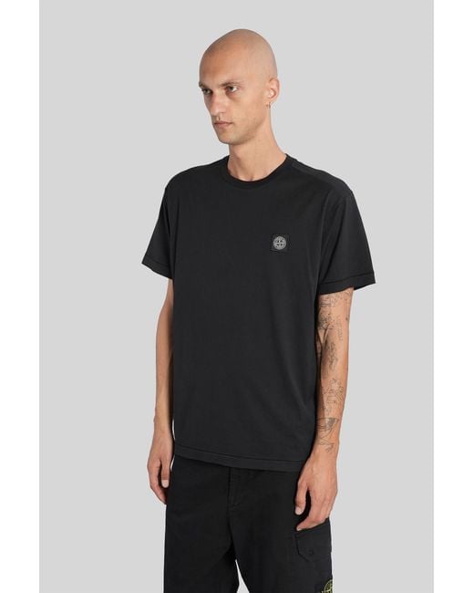 Stone Island Black Cotton T-Shirt for men