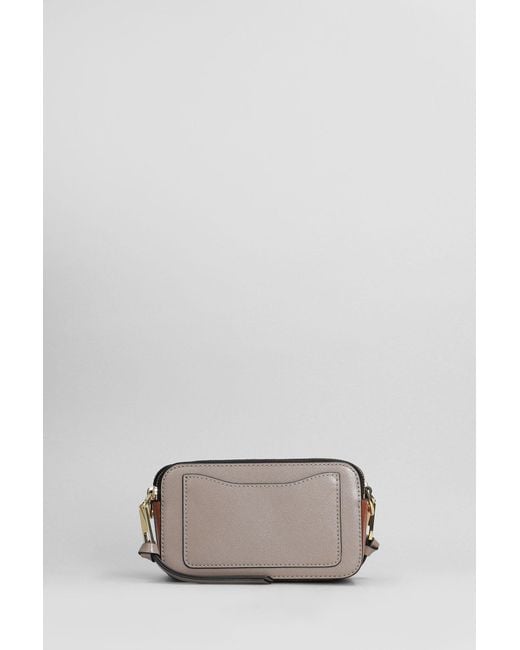 Marc Jacobs Gray The Snapshot Shoulder Bag In Taupe Leather