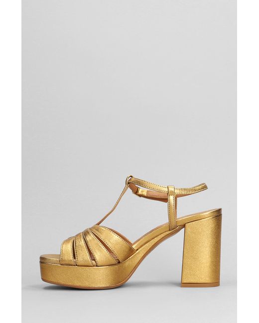 Julie Dee Metallic Sandals In Bronze Leather