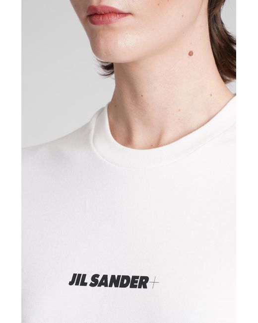 T-Shirt in Cotone Bianco di Jil Sander in White
