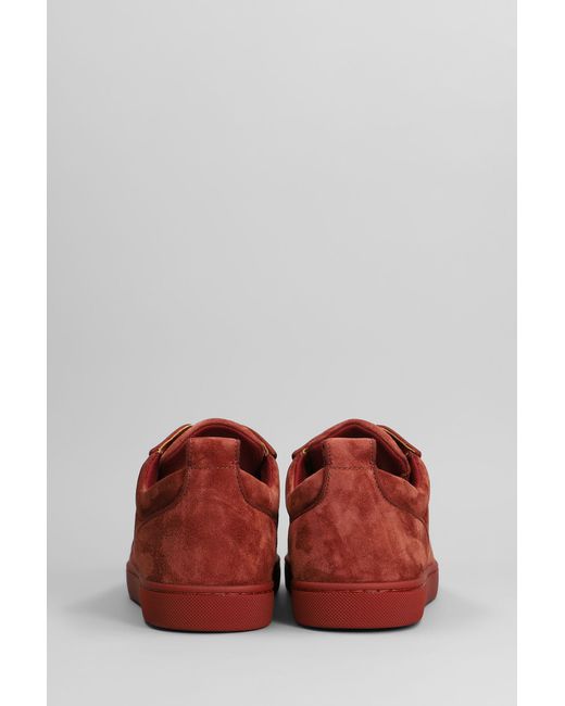 Sneakers Louis junior spikes in Camoscio Rosso di Christian Louboutin in Red da Uomo