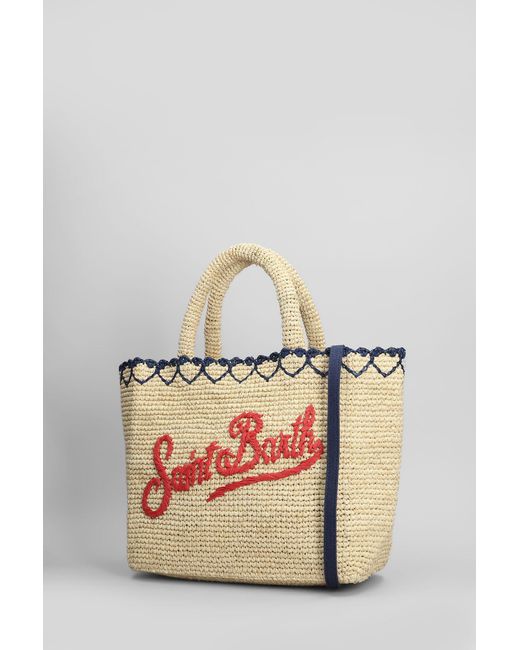 Mc2 Saint Barth Natural Raffia Beach Mid Tote In Beige Raffia