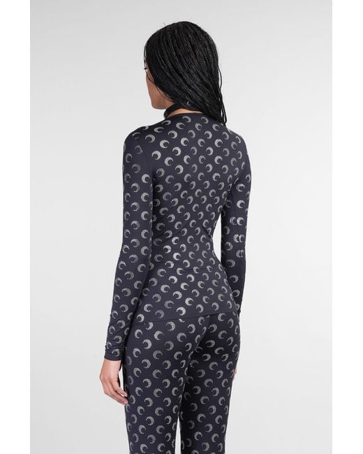 MARINE SERRE Blue Topwear In Black Polyamide