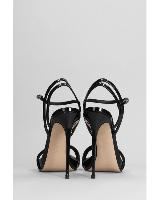 Le Silla Metallic Gwen Sandals In Black Patent Leather