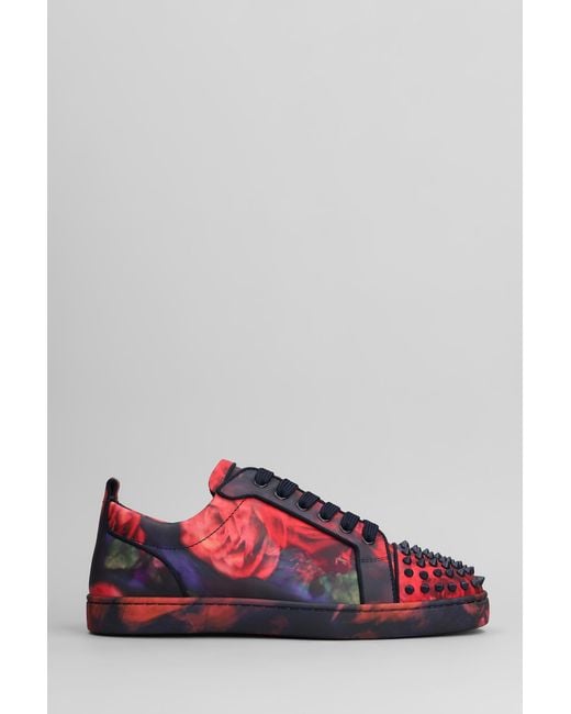Sneakers Louis junior spikes in Pelle Multicolor di Christian Louboutin in Red da Uomo