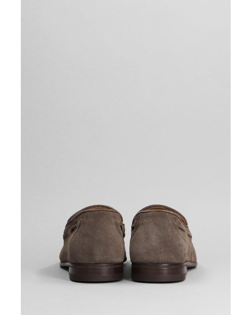 Henderson Gray Loafers In Brown Suede for men