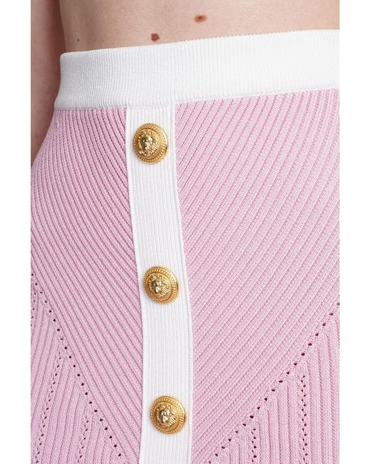 Balmain Skirt In Rose-pink Viscose