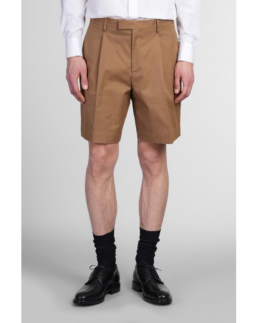 Shorts in Cotone Cammello di Lardini in Natural da Uomo