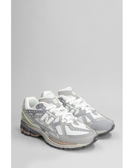 New Balance White 1906 Sneakers In Grey Leather And Fabric for men