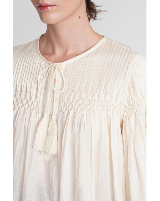 Blusa Axeliana in Cotone Beige di Isabel Marant in Red