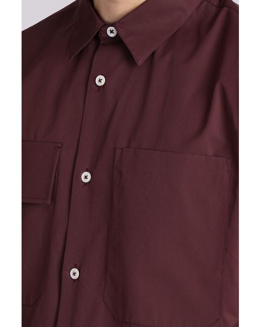 Camicia in Cotone Bordeaux di Jil Sander in Red da Uomo